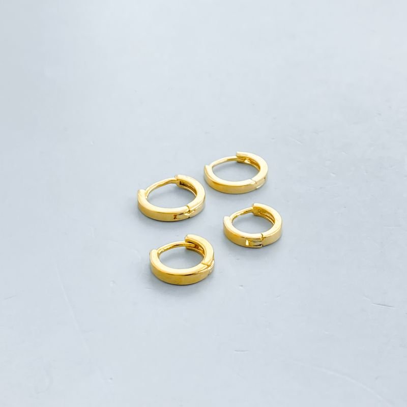 Argola Folheado kit com 2 Pequenas Lisa Aro Quadrado