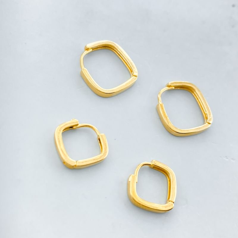 Argola Folheado Kit com 2 Pequeno Liso Losangos