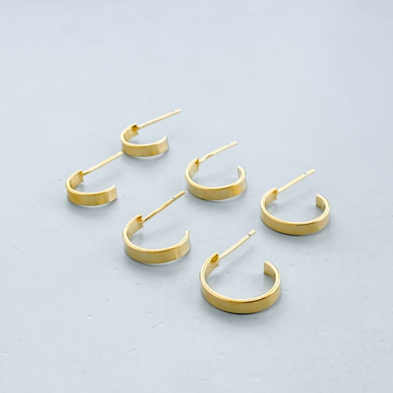 Argola Folheado Kit com 3 Aro Aberto Liso Semelhante ao C