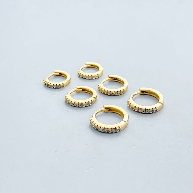 Argola Folheado Kit com 3 Cravejada