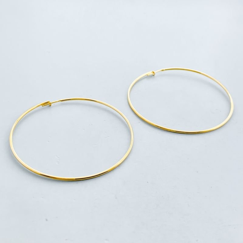 Argola Folheado Media Africana Lisa Aro Fino 5cm