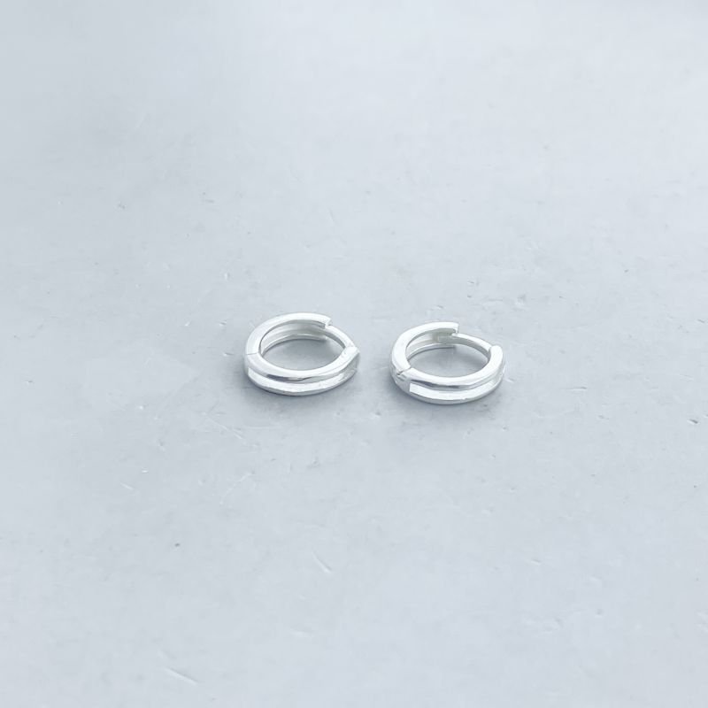 Argola Prata Pequena Lisa Aro Duplo Vazado