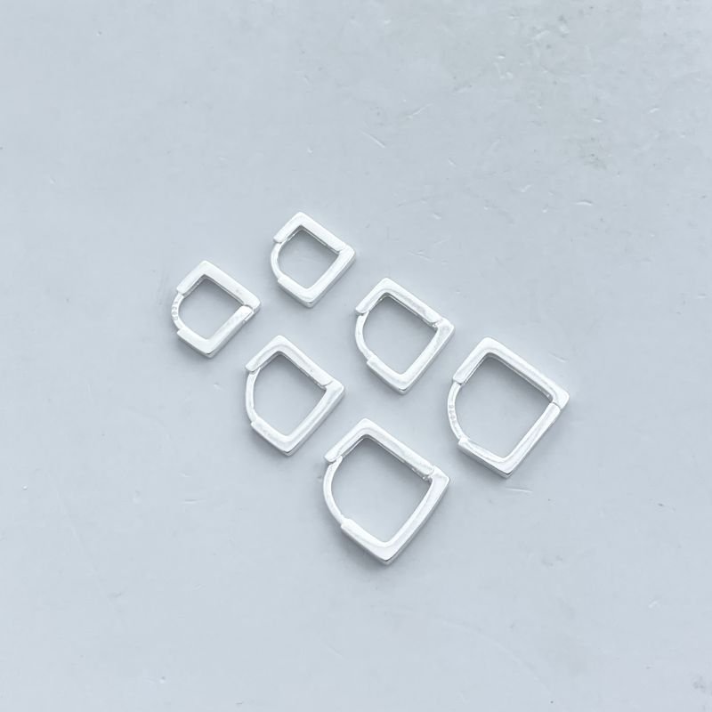 Argola Prata925 Kit com 3 Pequeno Liso Aro Quadrado