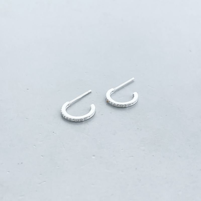 Argola Prata925 Pequena Cravejada Aro Fino 1,2cm