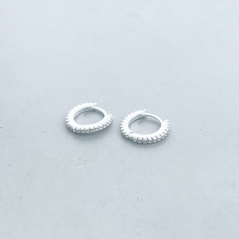 Argola Prata925 Redonda Fininha Aro Todo Cravejado Zircônia Pequeno 1cm