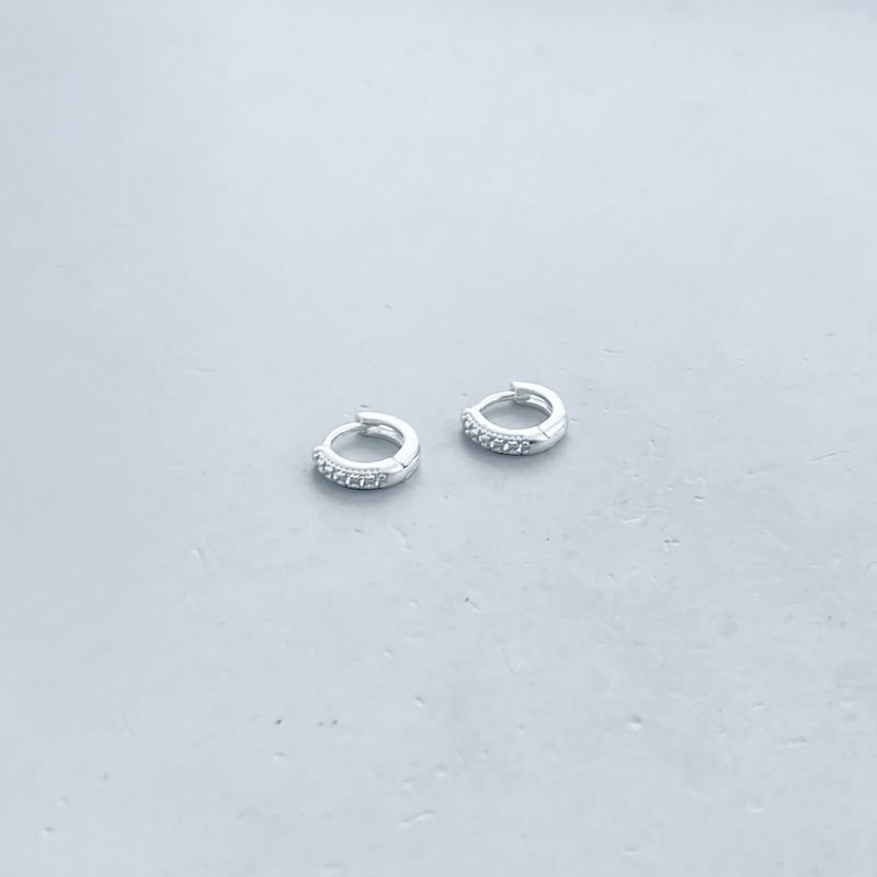 Argola Prata925 Segundo Furo Cravejado Redonda