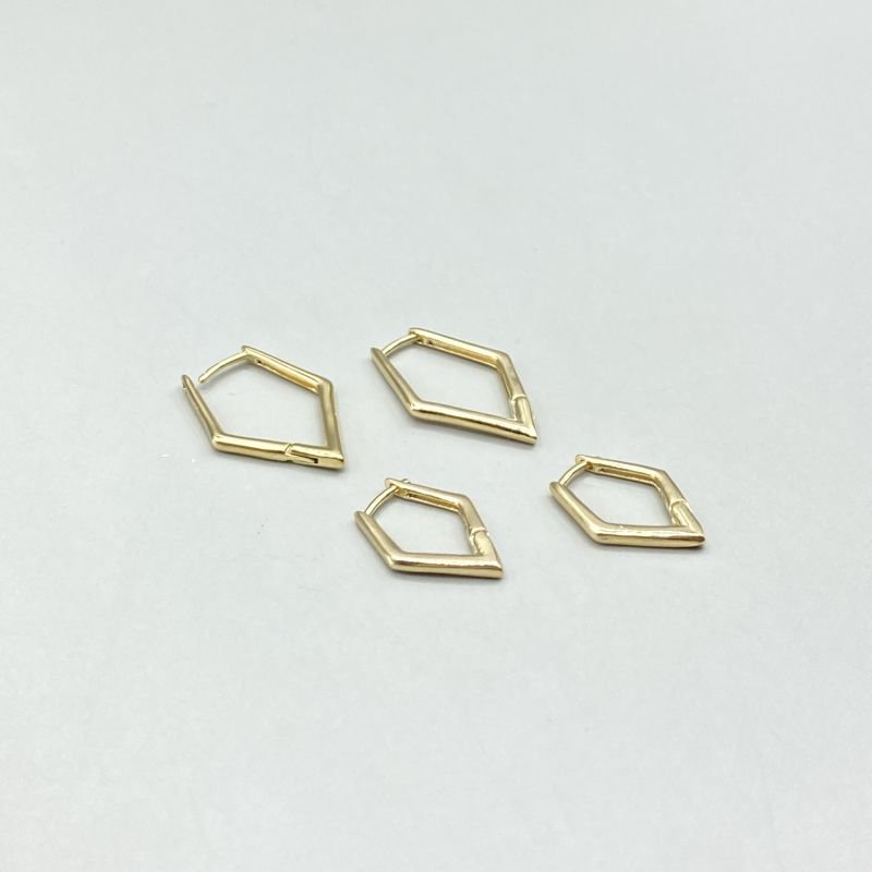 Argola Semijoia Kit 2 Losangos Lisos Delicado Pequeno