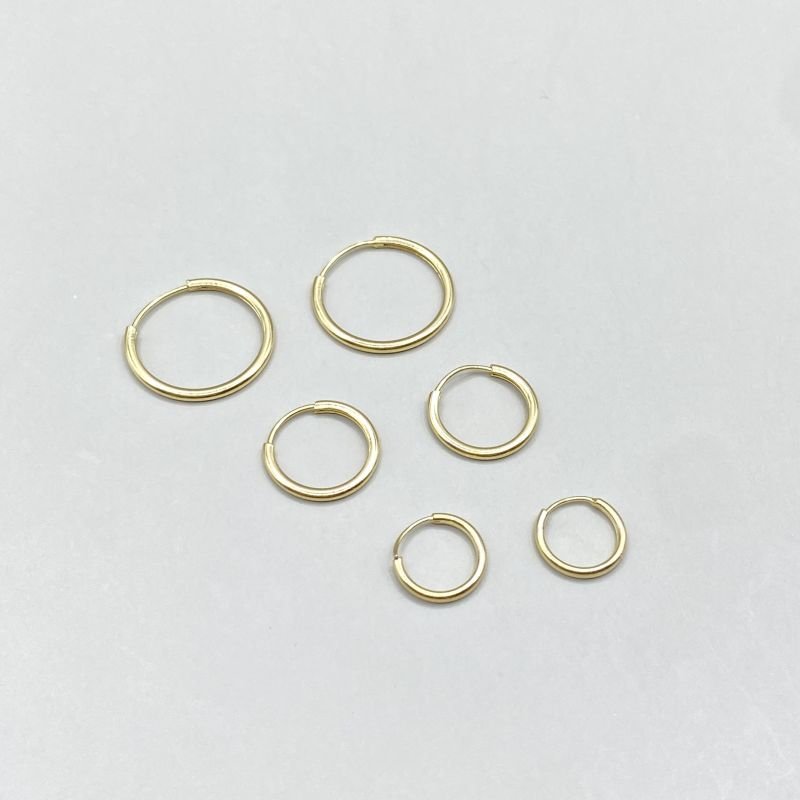 Argola Semijoia Kit com 3 Aro Fino Boleado Fechado