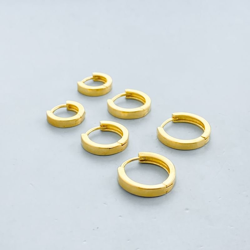 Argola Semijoia Kit com 3 Aro Liso Quadrado