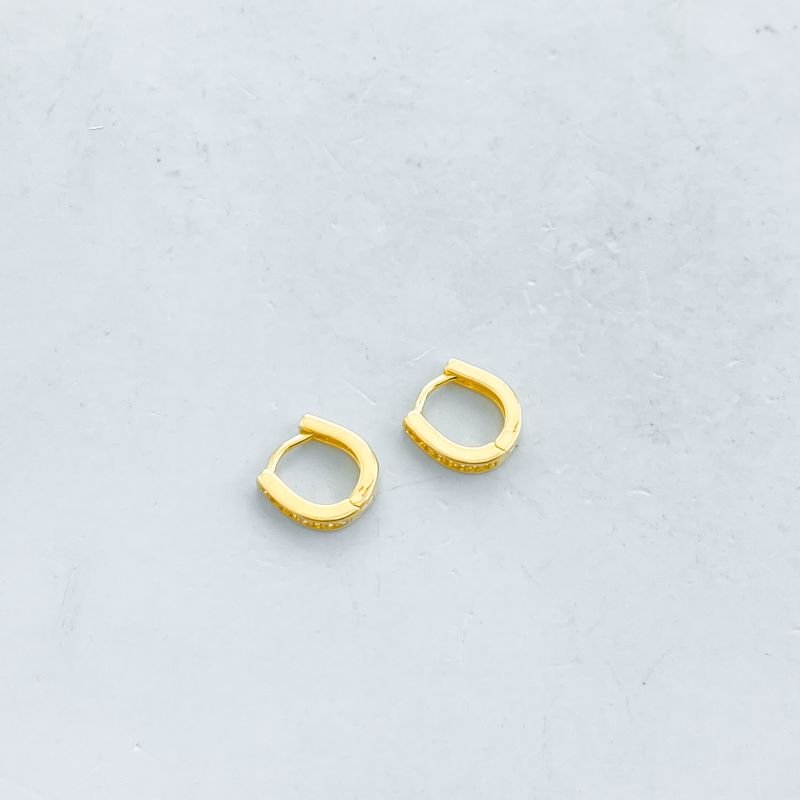 Argola Semijoia Pequeno Cravejado Aro Oval Fechado