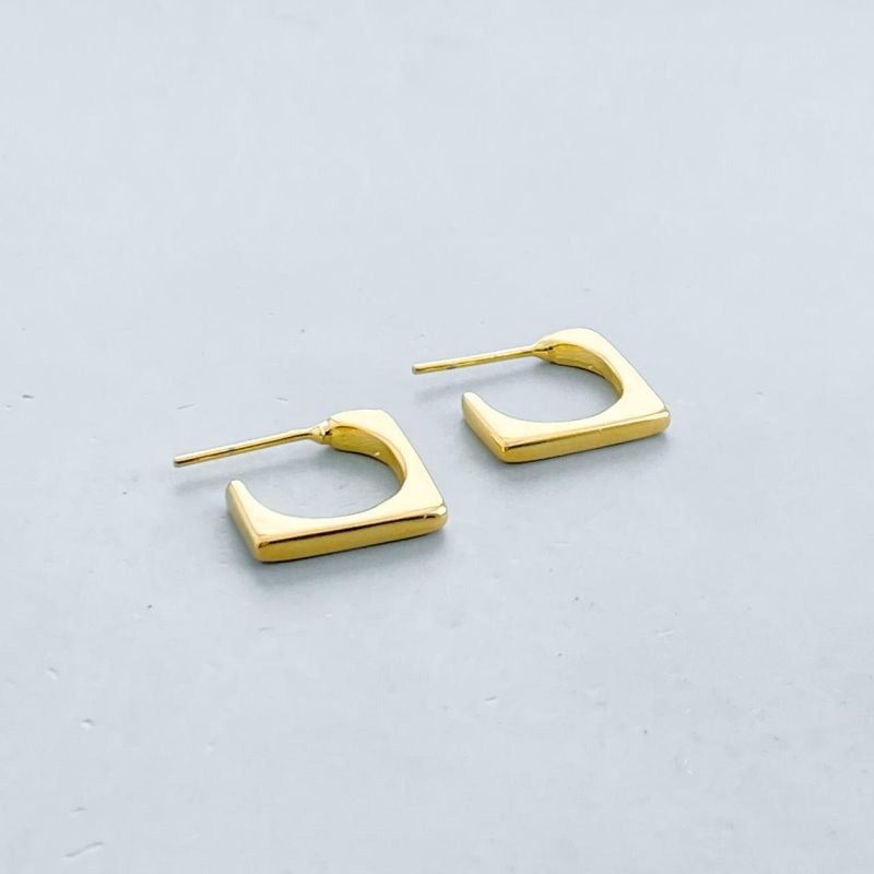 Argola Semijoia Quadrada Lisa Média