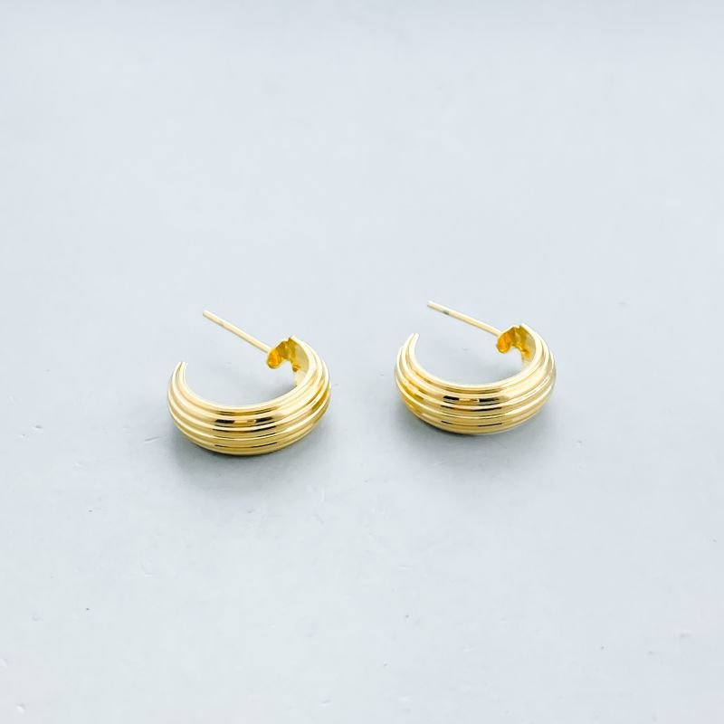 Argola Semijoia Redonda Aro Riscadinho Médio