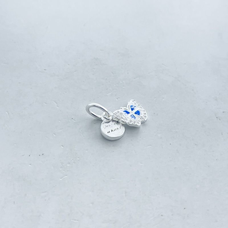 Berloque Prata925 Borboleta Borda Cravejada Placa