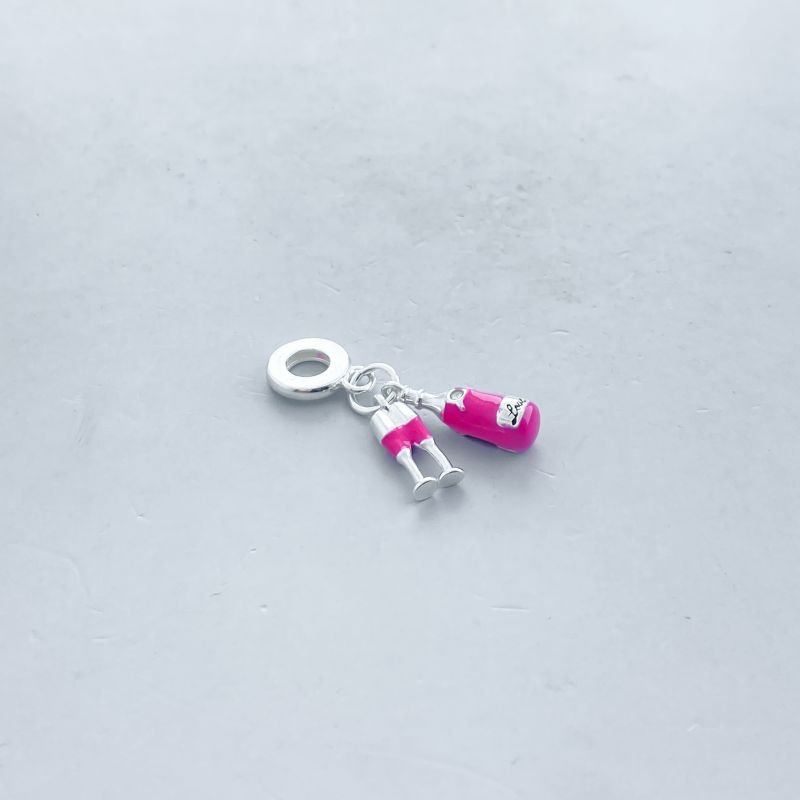 Berloque Prata925 com 2 Taças e Champanhe Resinados