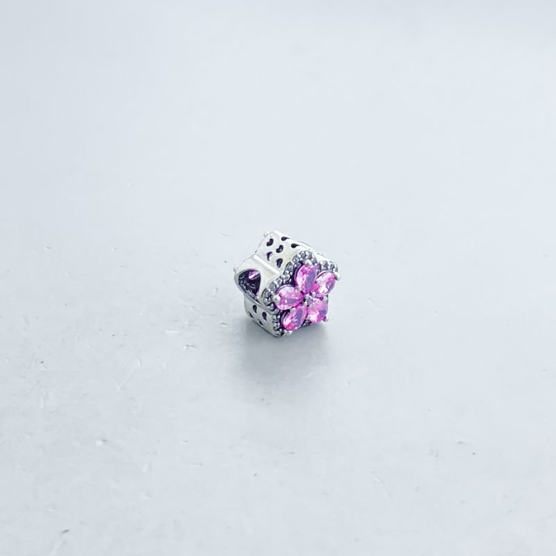 Berloque Prata925 Separador Pedras Flor Borda Cravejada