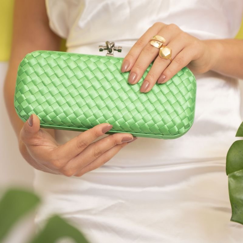 Bolsa Clutch Retangular Tecido Aro Nó