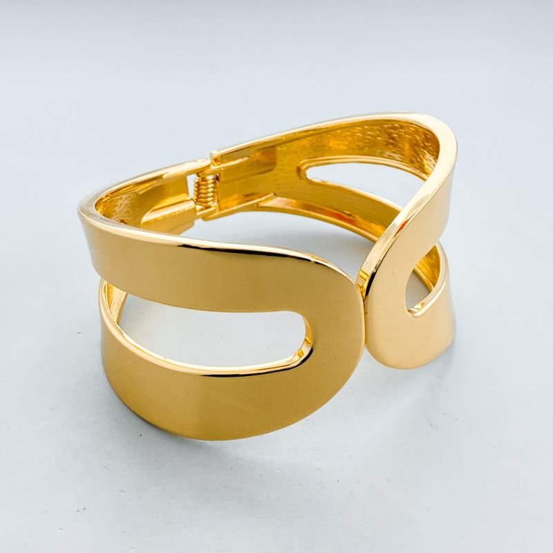 Bracelete Banho Diamante Aro Duplo Grosso Vazado