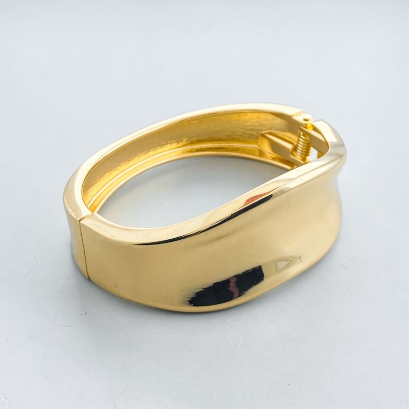 Bracelete Banho Diamante Aro Grosso Liso Ondulado