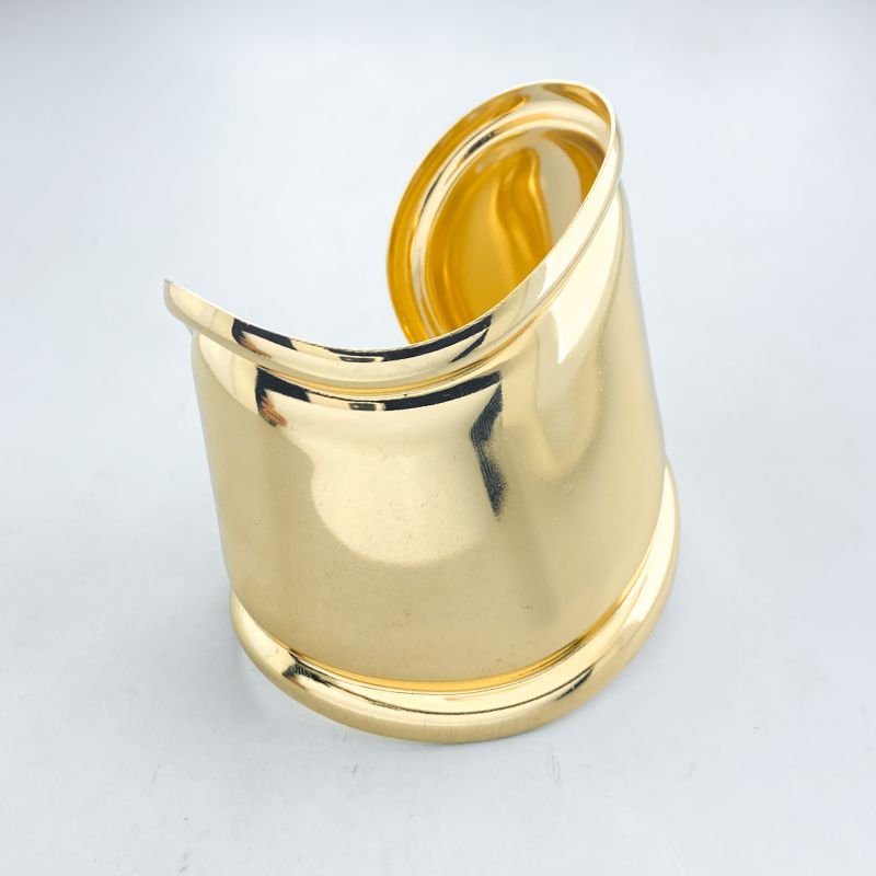 Bracelete Banho Diamante Grosso Liso Ondulado com Borda