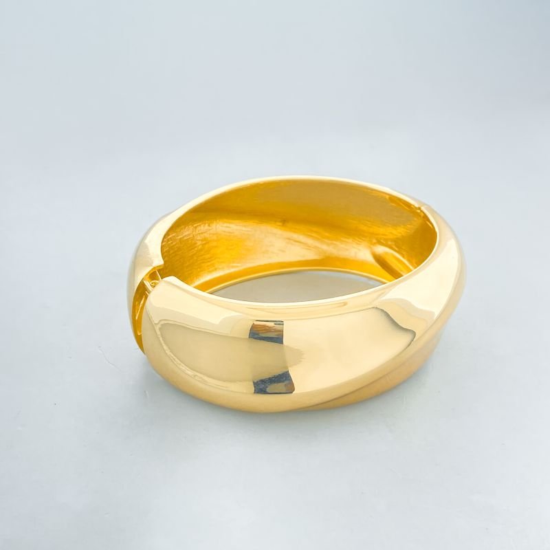 Bracelete Banho Diamante Grosso Liso Relevo