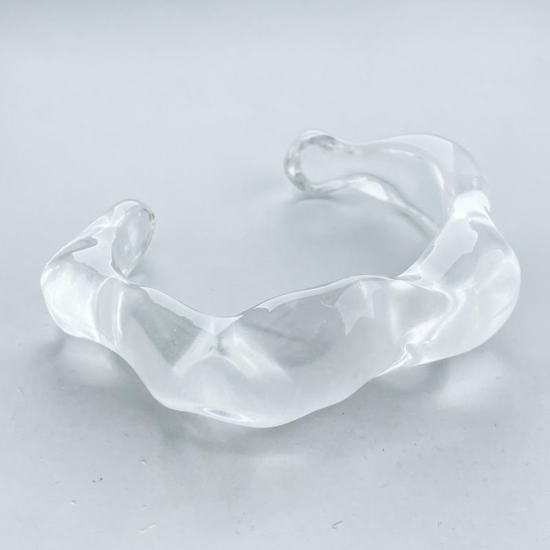 Bracelete Bijuteria Acrílico Aberto Ondulado
