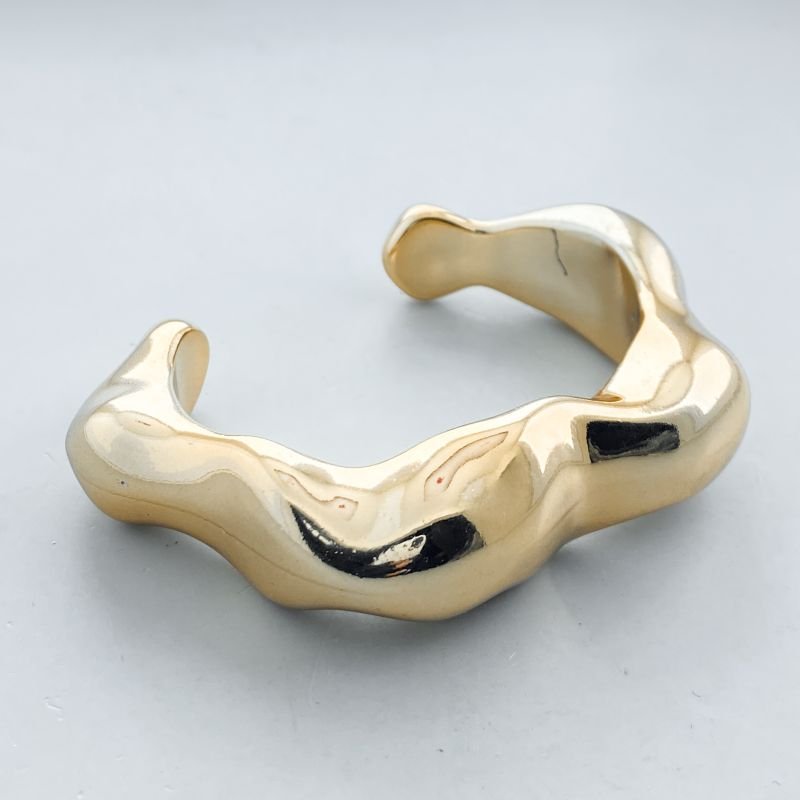 Bracelete Bijuteria Aro Aberto Ondulado Orgânico