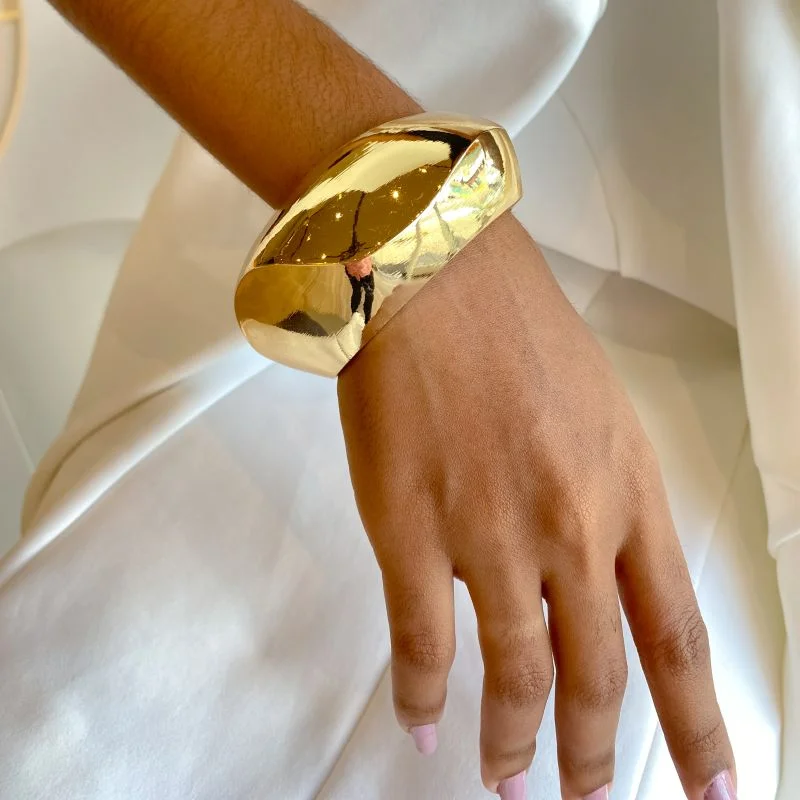 Bracelete Bijuteria Aro Grosso Liso Ondulado