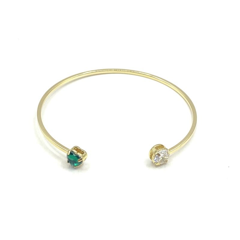 Bracelete Folheado Aro Aberto com 2 Pedras
