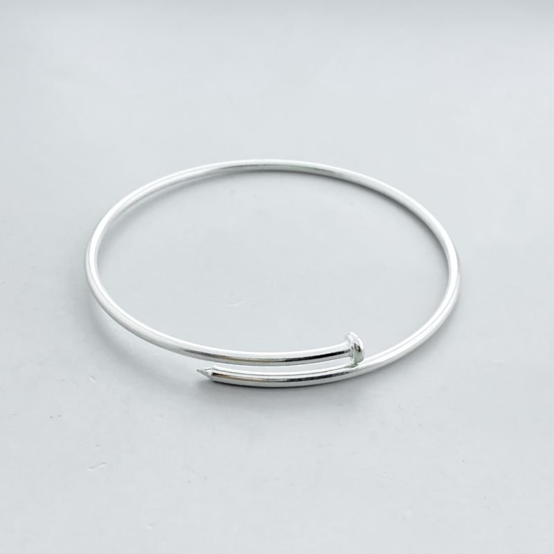 Bracelete Prata925 Aro Fino Liso Semelhante Prego