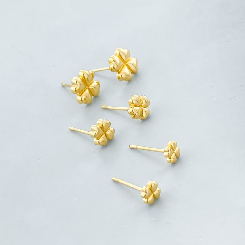 Brinco Banho Diamante Kit com 3 Pequeno Liso Trevo