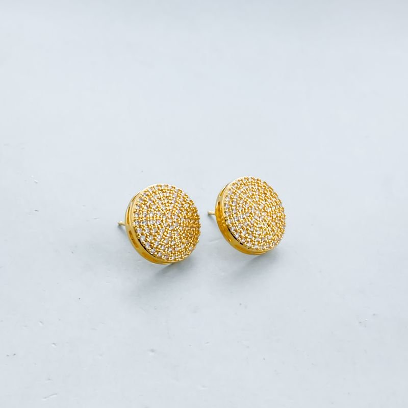 Brinco Banho Diamante Redondo Cravejado