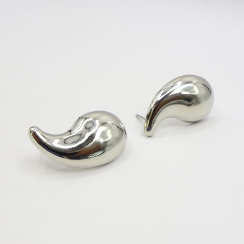 Brinco Banho Ouro Branco Gota Lisa Virgula