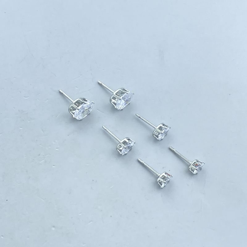Brinco Banho Ouro Branco Kit 3 Oval Zircônia