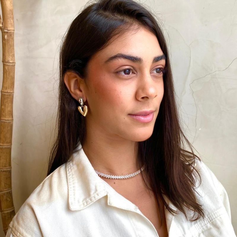 Brinco Bijuteria Coração Acetinado Base Oval Lisa Match de Banho Médio