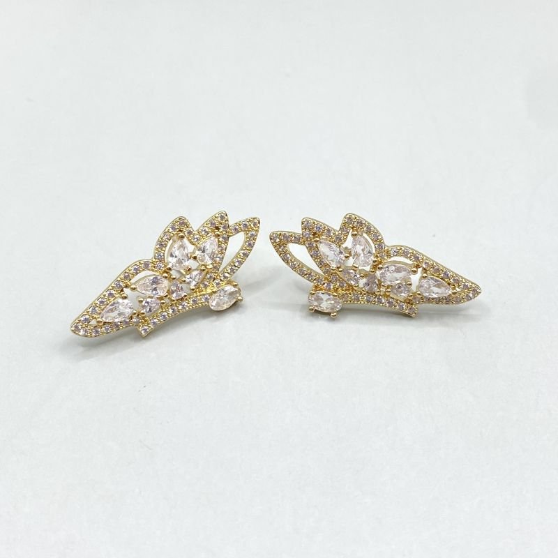 Brinco Bijuteria Ear Cuff Metade Borboleta Cravejada e Pedras Médio Delicado