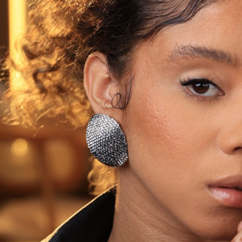 Brinco Bijuteria Redondo Strass