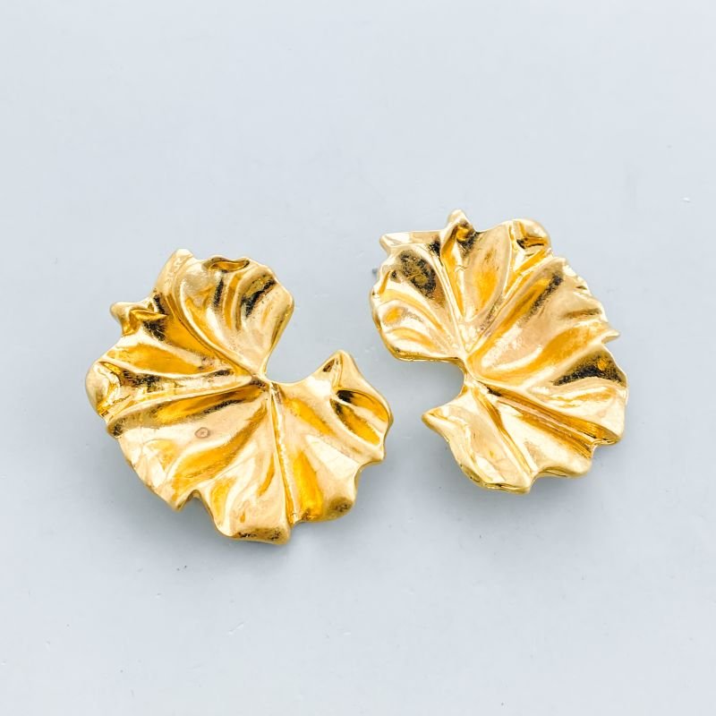 Brinco Bijuteria Semelhante Flor Pétalas Amassadas Orgânico