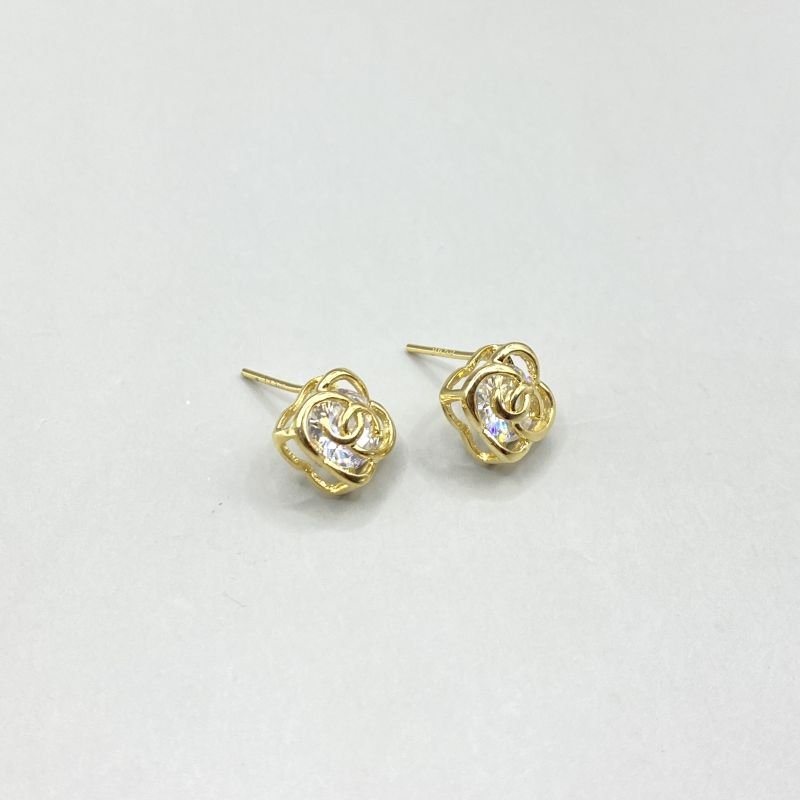 Brinco Folheado Flor 1 Zircônia Delicado