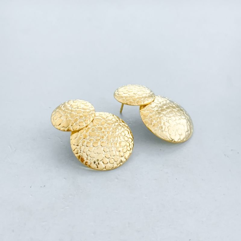 Brinco Folheado Médio Tendência Texturizado Redondo