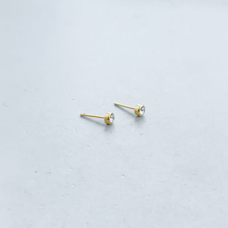 Brinco Folheado Segundo Furo Pedra Borda Lisa 4mm