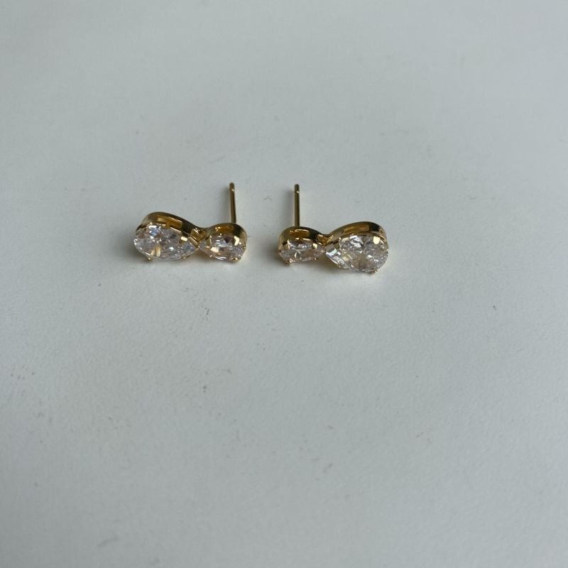 Brinco Folheado Zircônia Gota Dupla