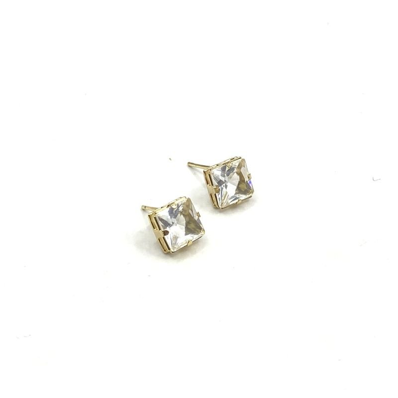 Brinco Folheado Zircônia Quadrada com 4 Garras