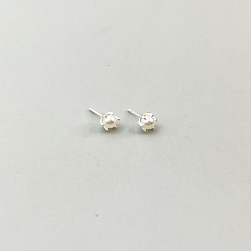 Brinco Prata925 Pérola com 6 Garras Pequeno Delicado