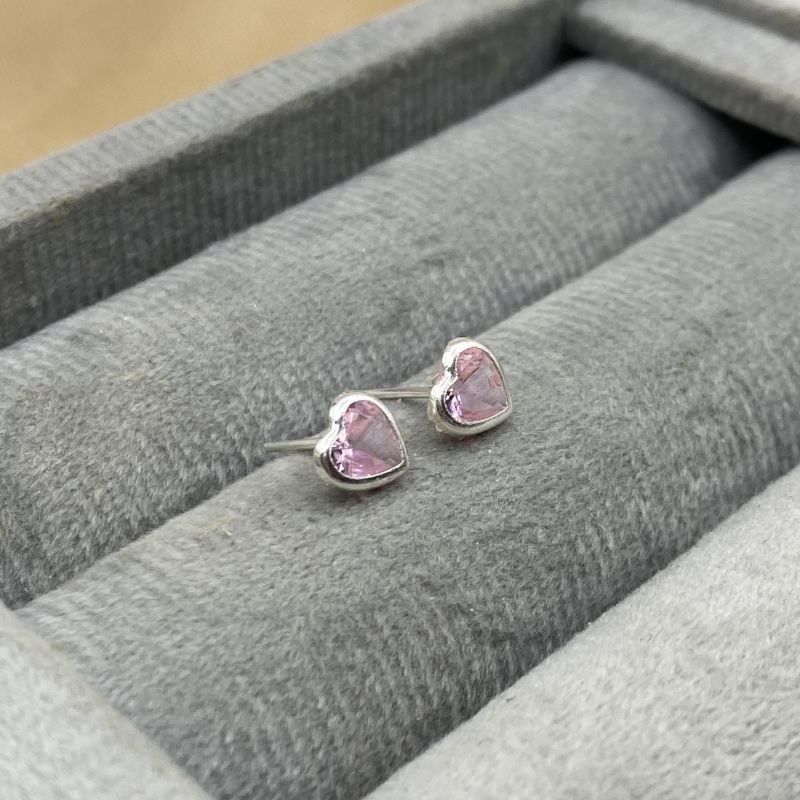 Brinco Prata925 Zircônia Coração Borda Lisa