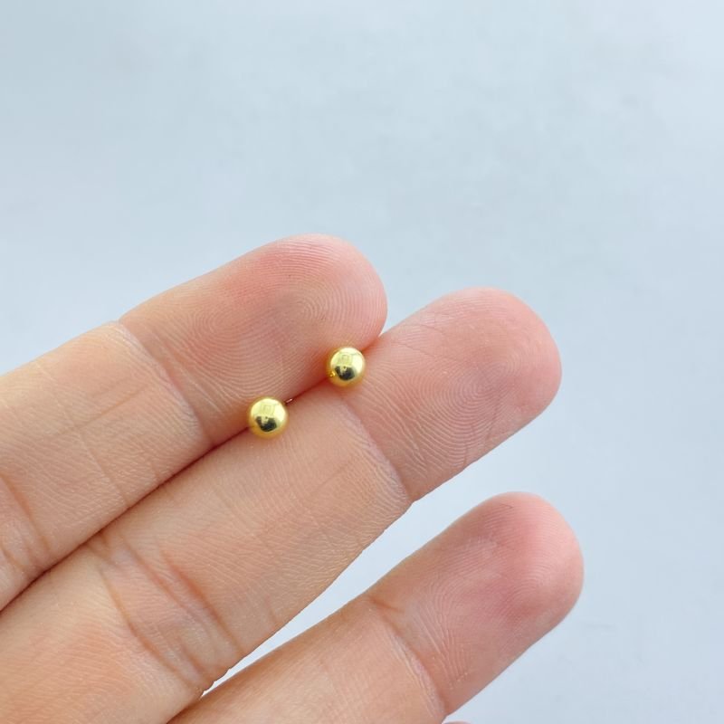 Brinco Semijoia Bolinhas Lisa com Proteção