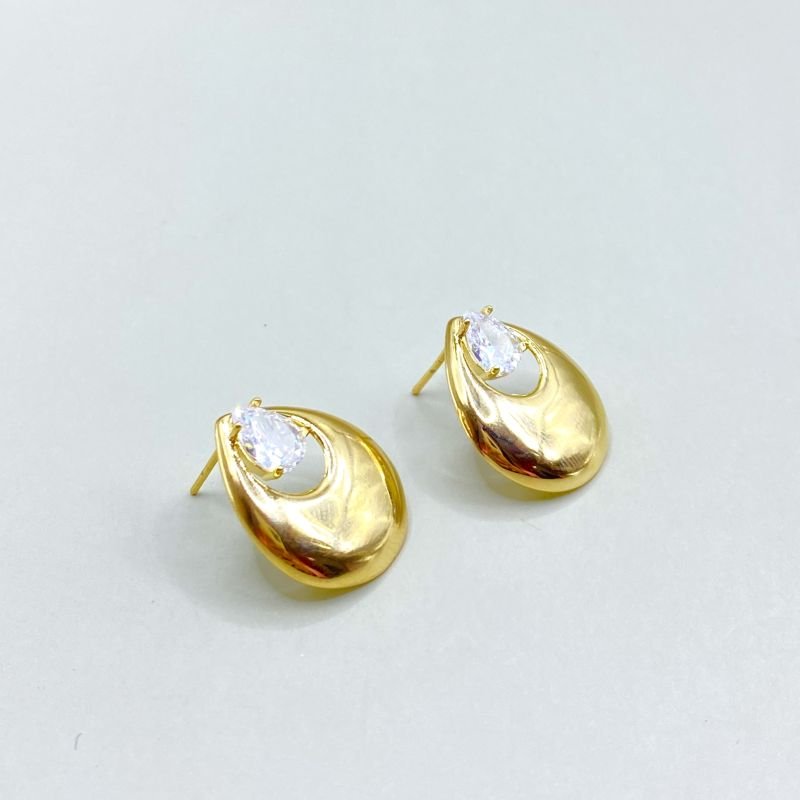 Brinco Semijoia Gota Lisa 1 Gota Zircônia