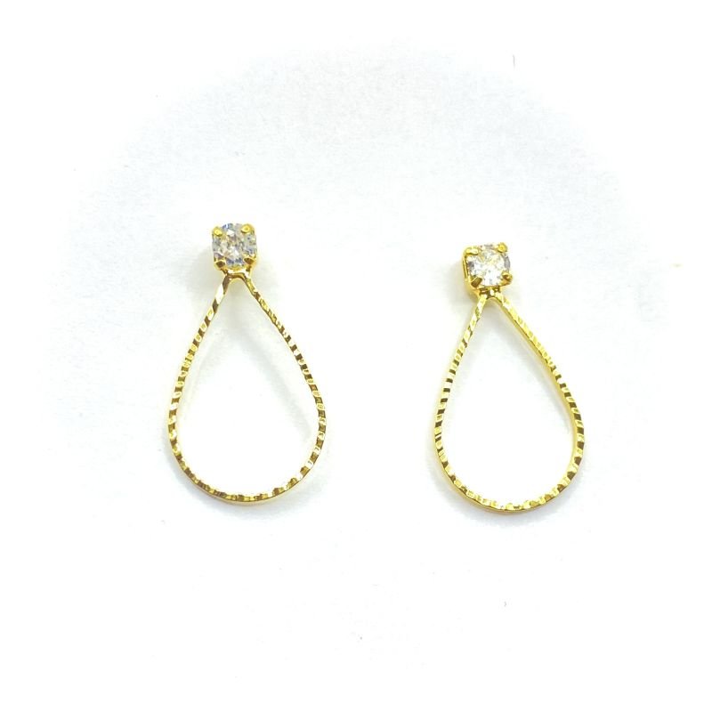 Brinco Semijoia Gota Vazada Drapeada 1 Zircônia