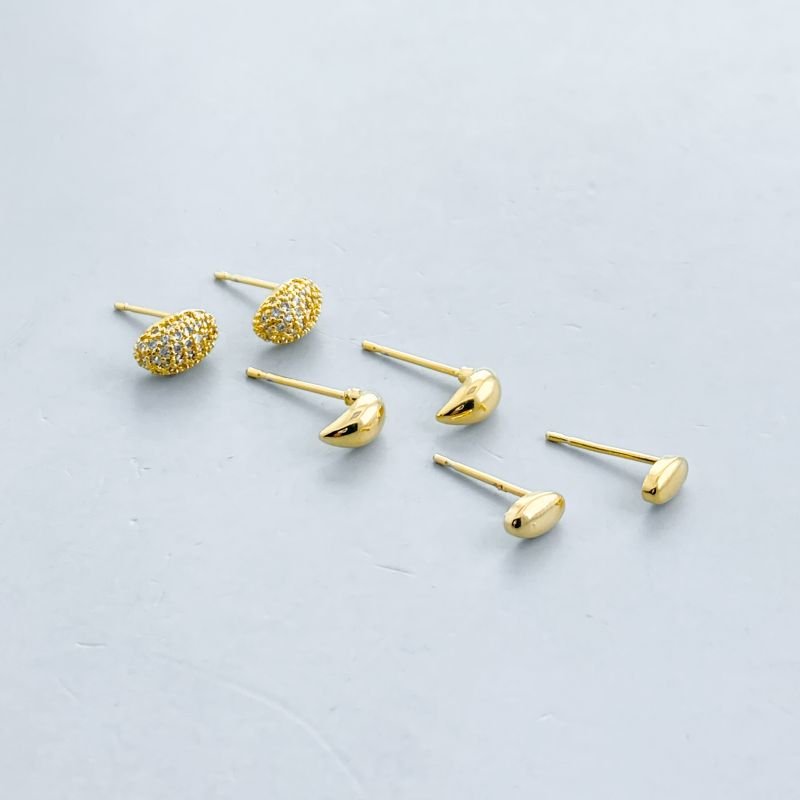 Brinco Semijoia Kit com 3 Pequeno Oval Arco Liso e Cravejado