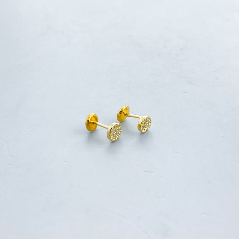 Brinco Semijoia Pequeno Cravejado Redondo Proteção