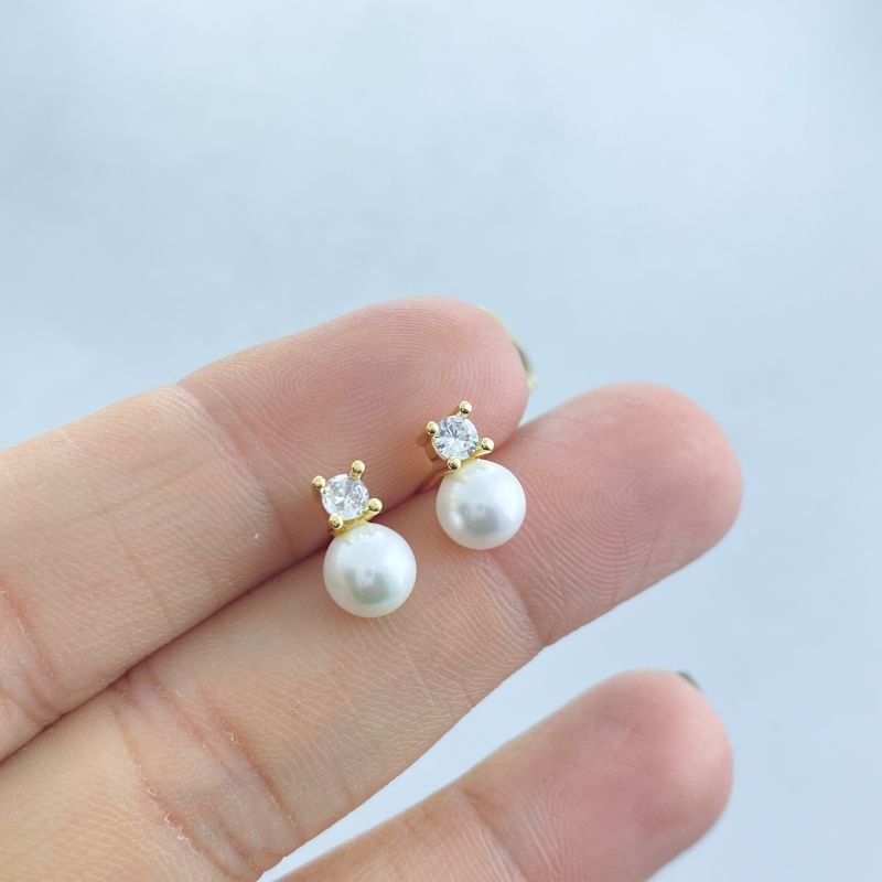 Brinco Semijoia Pequeno Pedra com Pérola